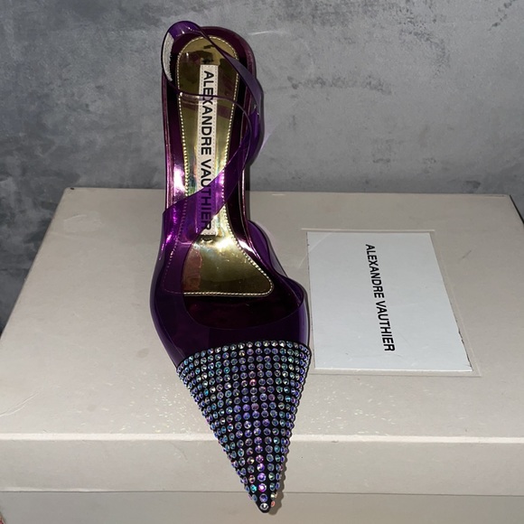 Alexandre Vauthier PVC sling back studded toe heels - Picture 3 of 9